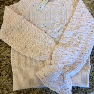 Francesca's Collections Pale Pink Cable Knit Crewneck Sweater XS / NWT